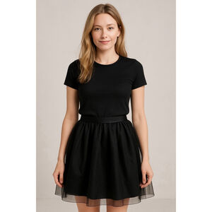 Women's Windsor Black Tulle A-Line Mini Skirt Juniors 7 Whimsy Goth Balletcore